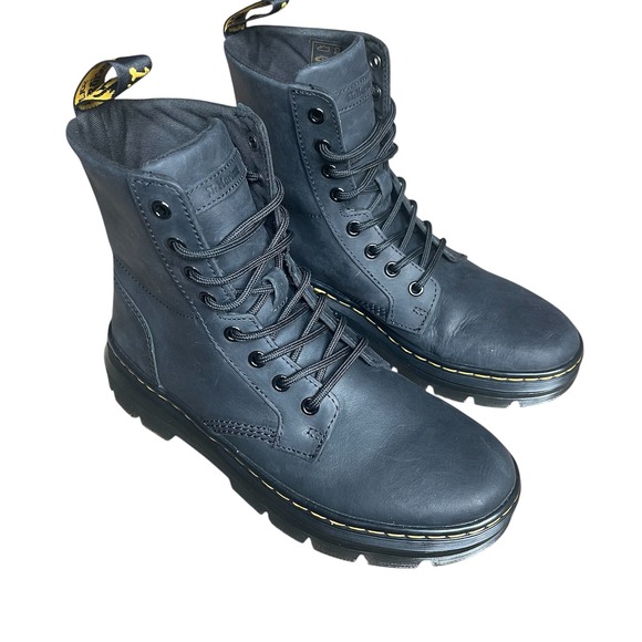 Dr. Martens Combs Leather Casual Combat Boots Black Lace Up Womens Size 8 - Picture 1 of 7